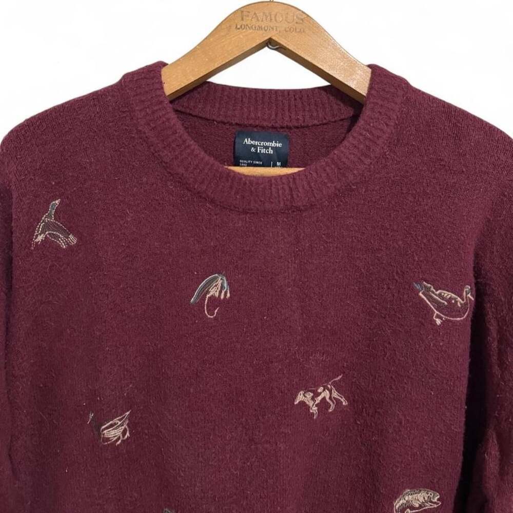 Abercrombie & Fitch Outdoors Crewneck Sweater Size M Burgundy